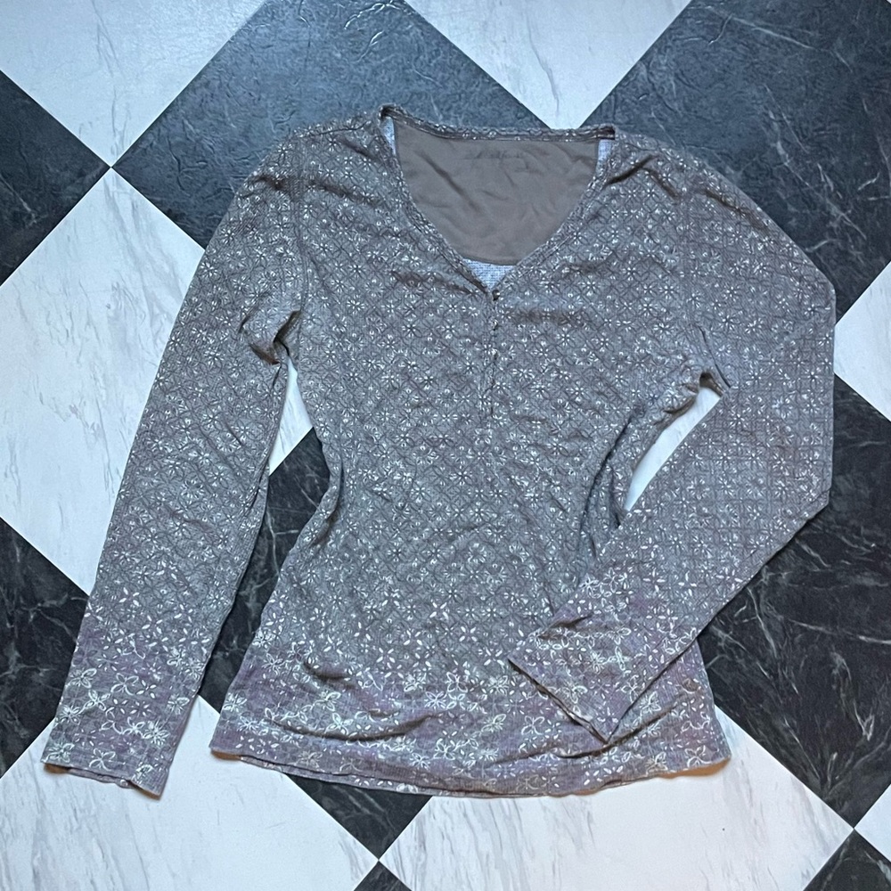 Eddie Bauer Women's Warm Gray Purple Long Sleeve Top